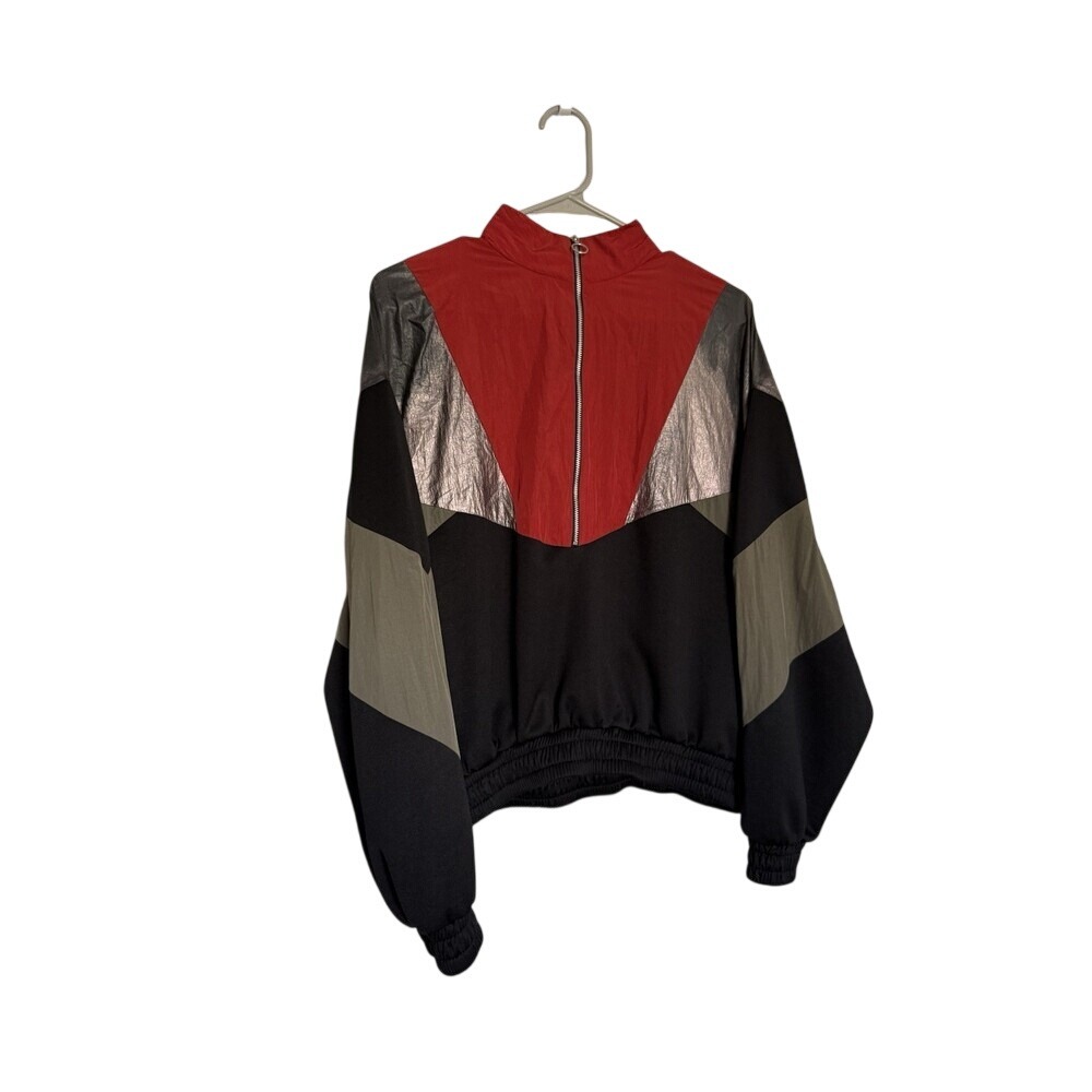 Zara Colorblock Windbreaker Quarter Zip Metallic Retro Y2K Streetwear